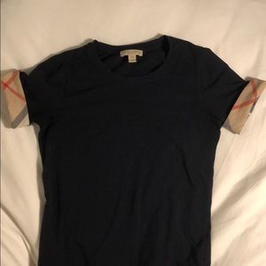 SOLD - Navy Burberry Brit Short Sleeve Cuffed Tee